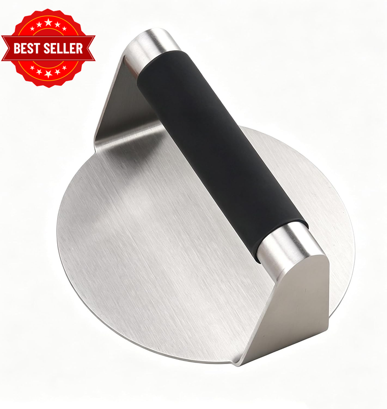 Stainless Steel Burger Press, round Meat Press with Non-Slip Handle, Heavy-Duty