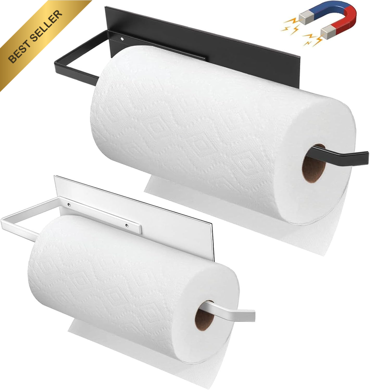 2 Pack Paper Towel Holder Magnetic Wall Mounted Paper Towel Rack for Kitchen Hea