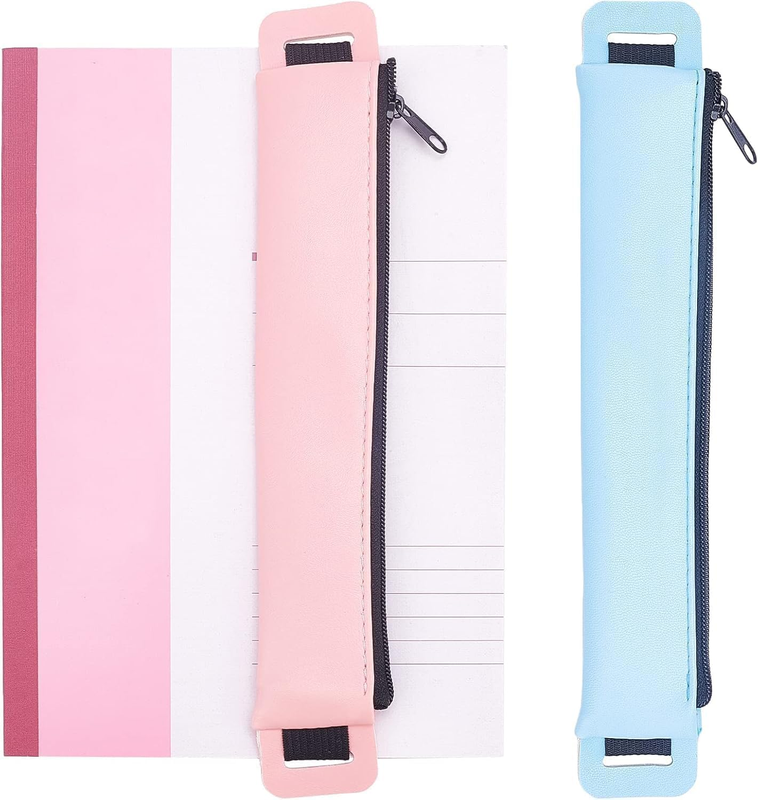 2Pcs 2 Colors Elastic Pen Pouch Leather Adjustable Elasticated Band Pencil Holde