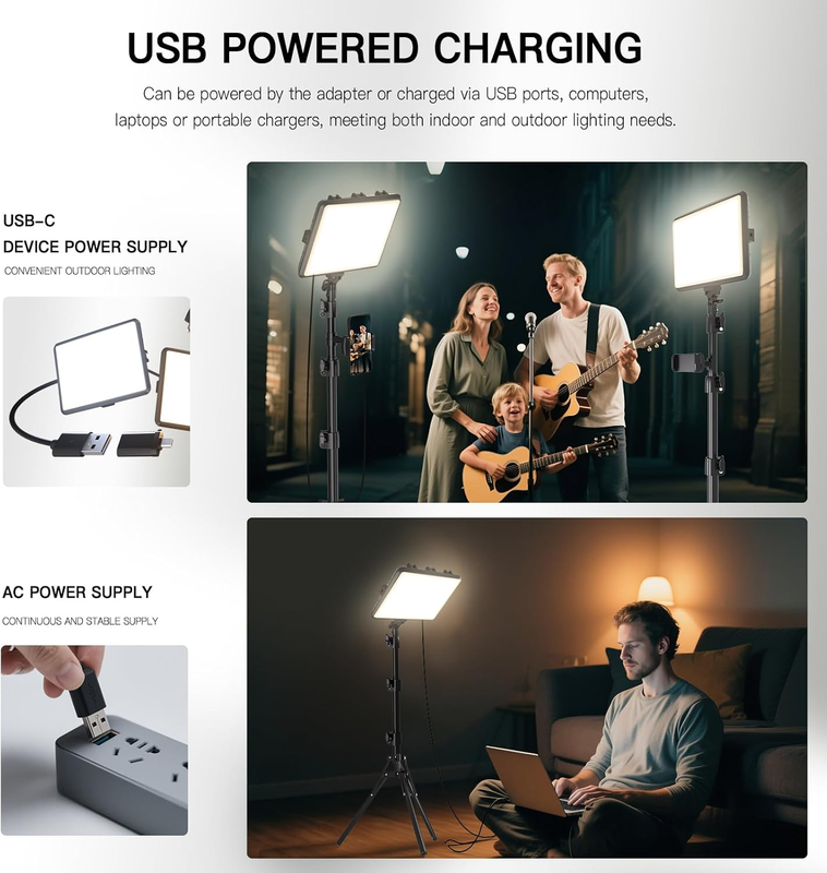 2-Pack LED Video Light Kit,  2800-6500K Dimmable Continuous Photography Lighting