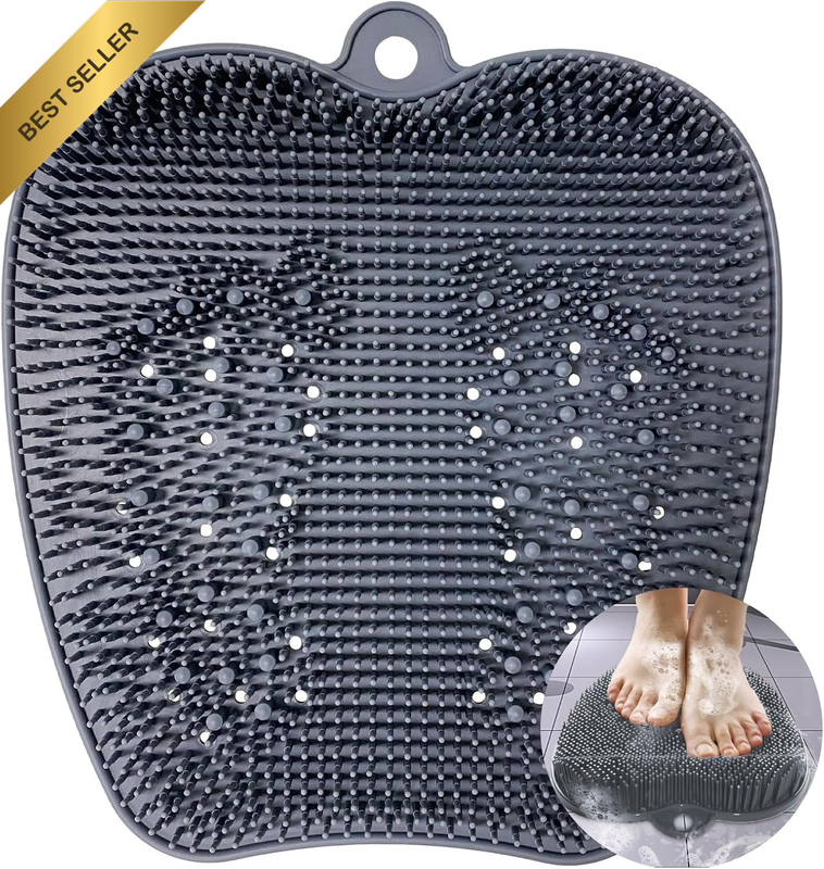 Extra Thicker & Larger Foot Scrubber Mat for Shower, Silicone Back Body Exfoliat