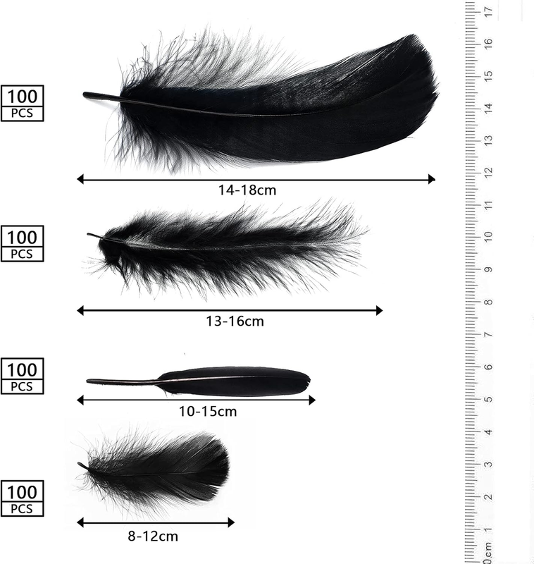 400 Pieces Black Craft Goose Feathers for Dream Catchers DIY Halloween Costume H