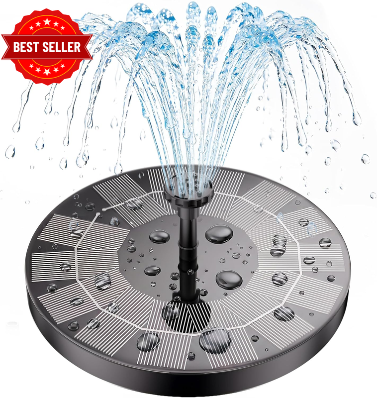 2.5W Solar Bird Bath Fountain Pump, Solar Fountain Pump for Bird Bath with 6 Noz