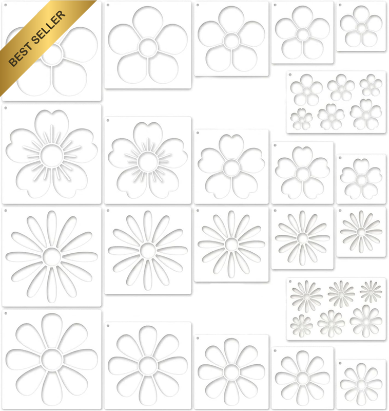 Durable Reusable Washable Flexible Daisy & Flower Stencils for Painting, Eco-Fri