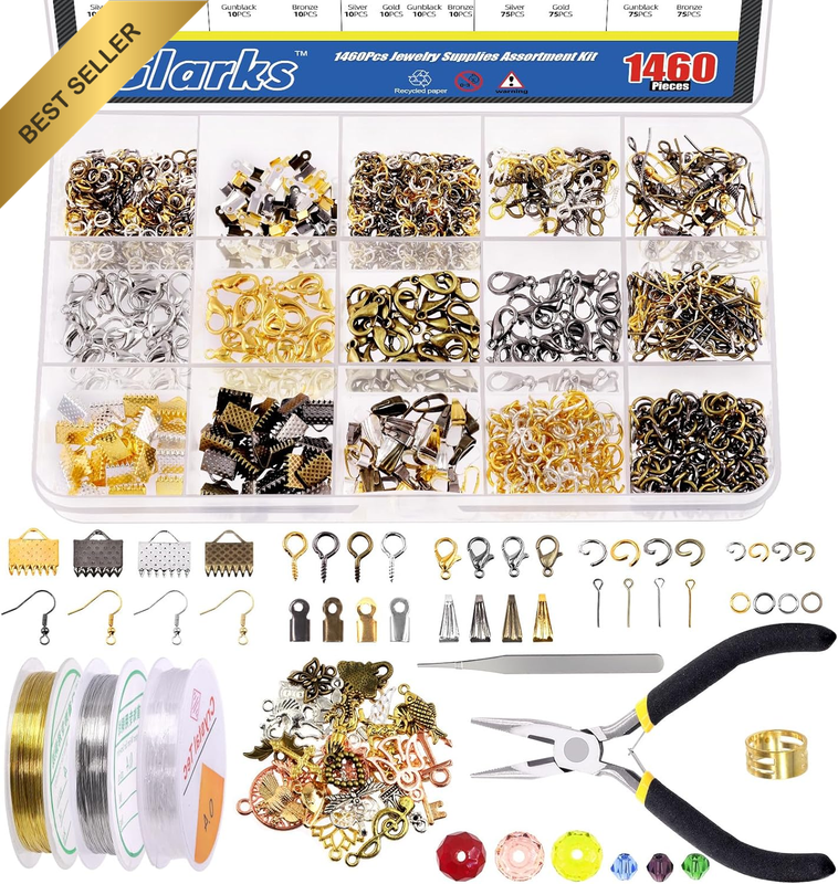 1616Pcs Making Supplies Kit - Includes Pliers, Jewelry Wires, Charm Pendants, Fi