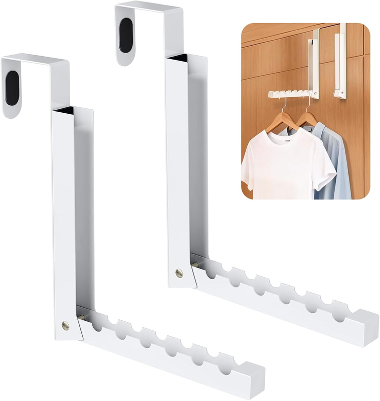 Over the Door Folding Clothes Drying Rack 2-Pack White, Heavy Duty Metal for Ind