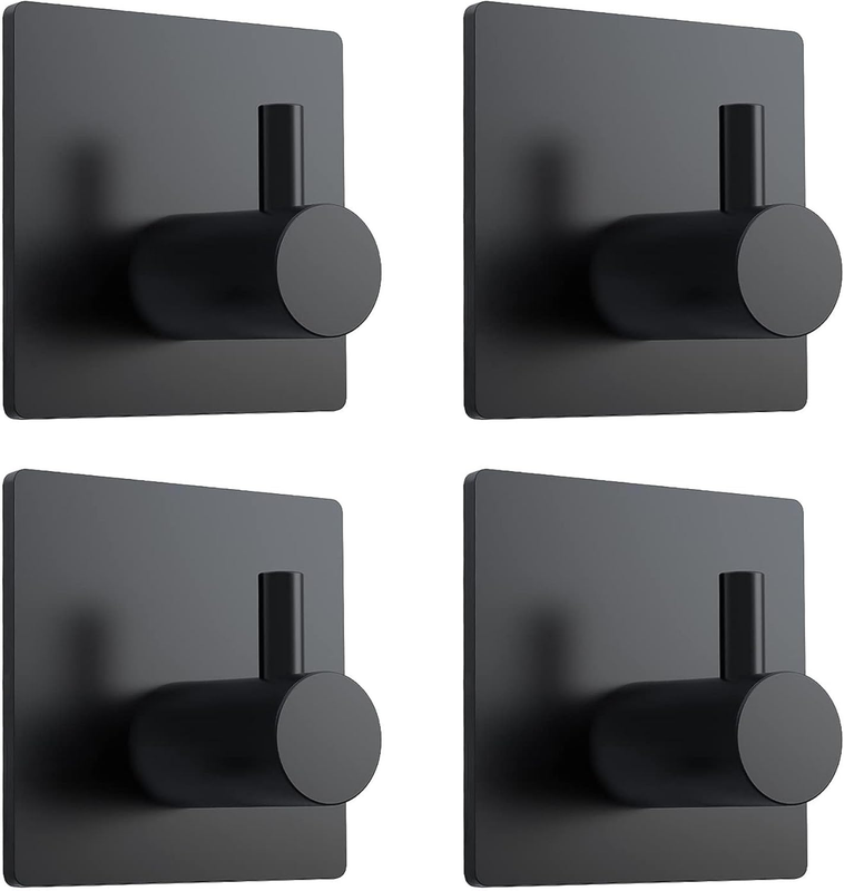 4 Pcs Adhesive Wall Hooks for Hanging - Waterproof Shower Hooks, Heavy Duty Towe