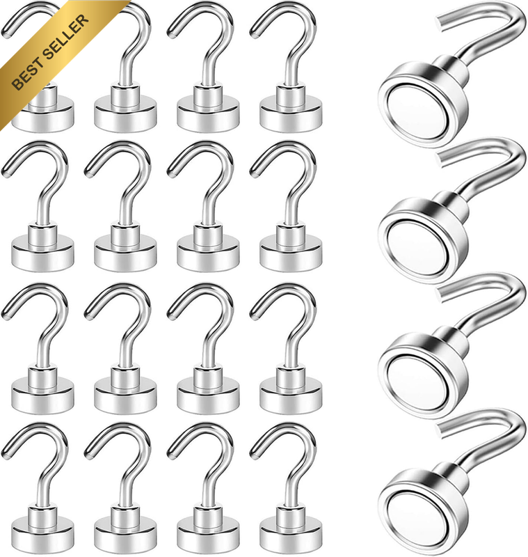 20Pcs Magnetic Hooks Heavy Duty Strong Magnet Hooks for Hanging with Neodymium &