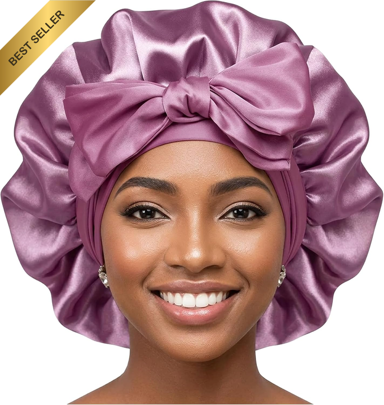 Silk Bonnet for Sleeping Women Satin Bonnet Double Layer Satin Lined Hair Bonnet