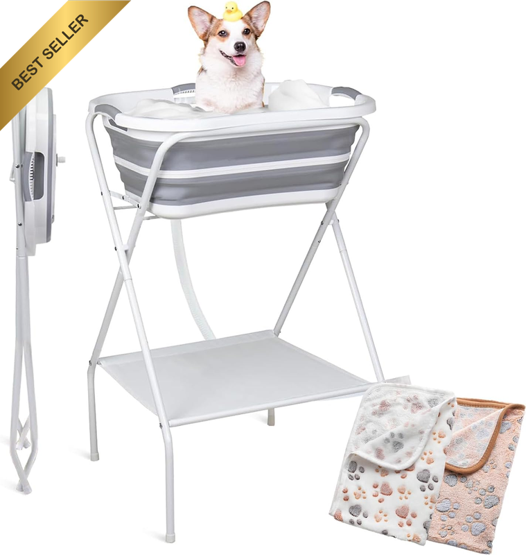 Portable Dog Bath Tub and Dog Washing Station, Tub Portable Collapsible Elevated