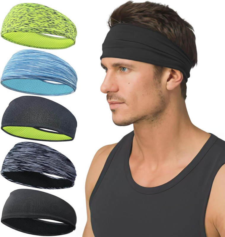 Men's Sports Headband Moisture Wicking Breathable Sweatband Running Cycling Yoga