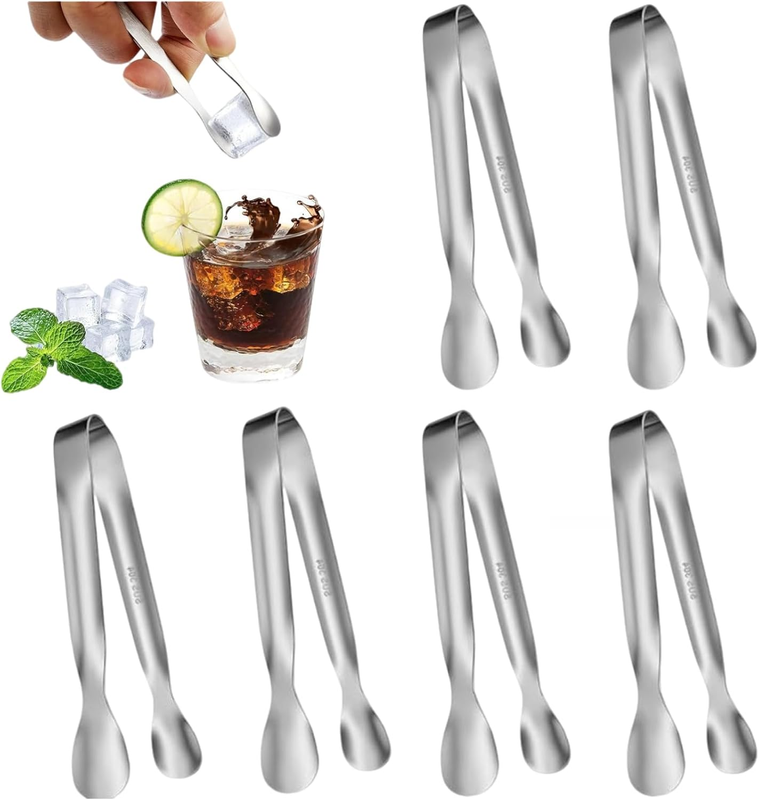 6 Pack Stainless Steel Mini Serving Tongs for Sugar Ice Coffee Bar Buffet