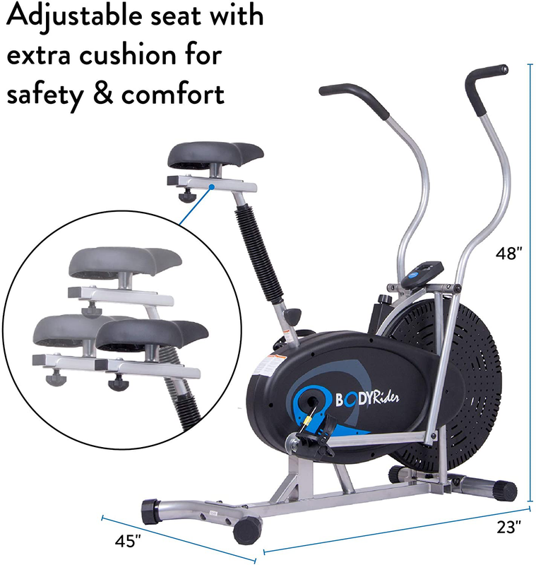 Upright Exercise Fan Bike Sports Fitness Indoor Stationary Cycling Workout Black