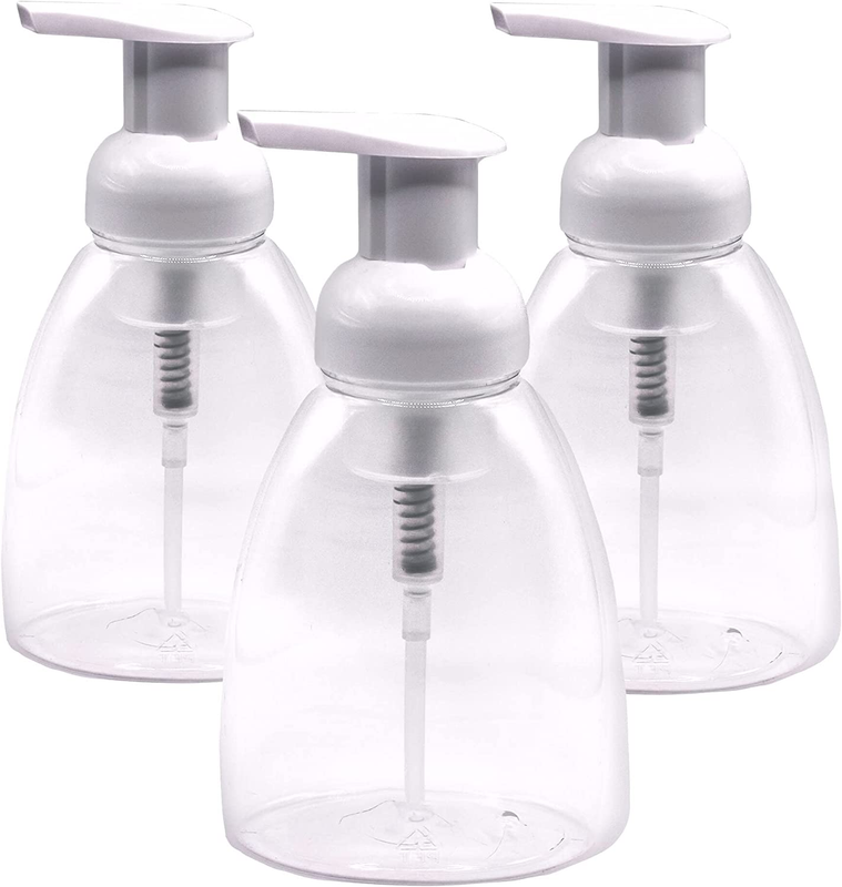 (3 Pack) Clear Plastic Foaming Soap Dispensers Pump-Bottles 