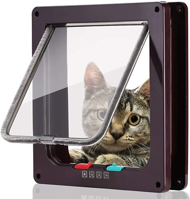 4 Way Medium Small Pet Cat Puppy Dog Magnetic Lock Lockable Safe Flap Door Frame