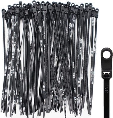 100Pcs Zip Tie with Screw Hole, Automotive Wire Self Locking Black Zip (8Inch)