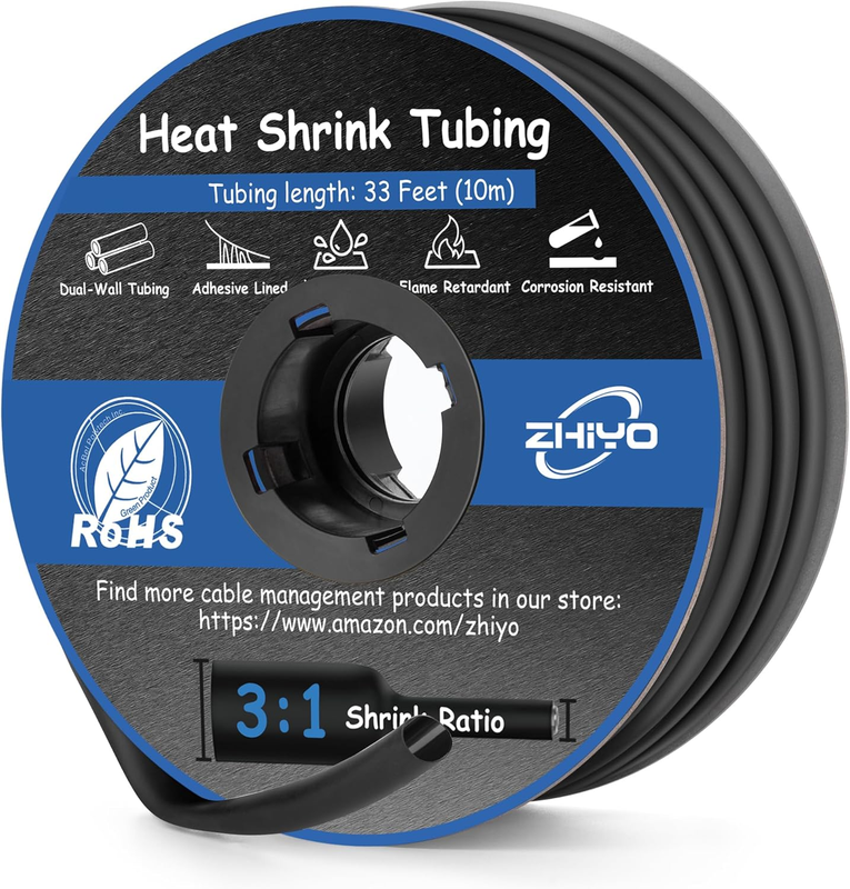 1/4" Heat Shrink Tubing, 32.8 Ft 3:1 Dual Wall Adhesive Lined Heat Shrink Tube,