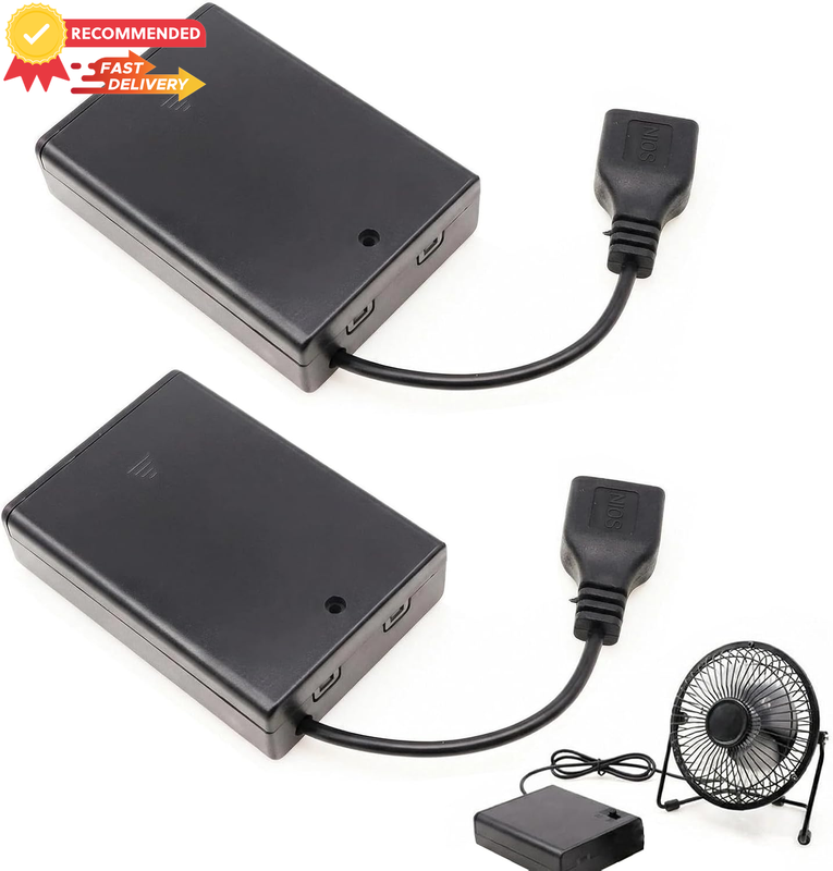 Dual 3-Pack AA Battery Holder Case, 4.5-5V Power Supply for LED Lights, Toys