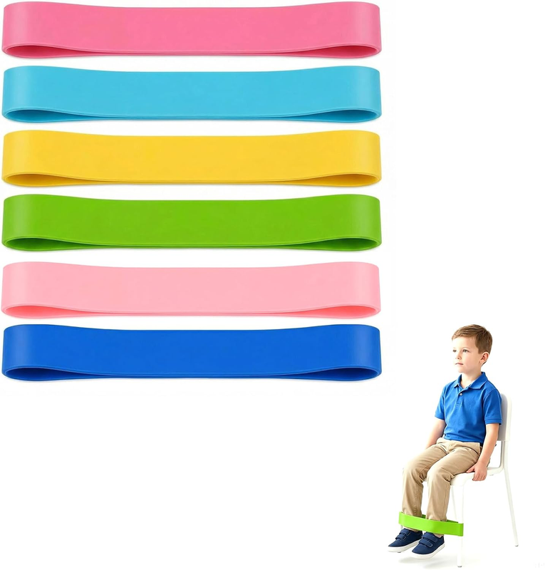 6 Pack Fidget Chair Bands and Sensory Needs Elastic Chair Bands for Classrooms a