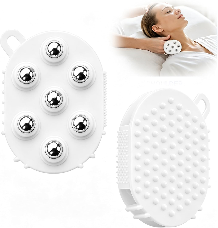 Lymphatic Drainage Massage Brush with 7 Rotating Metal Balls 360-Degree Body Rol