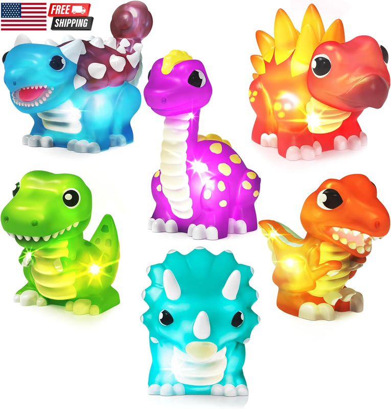 Dinos™ Dinosaur Light up Bath Toys, 6 Pack | Water-Activated Light