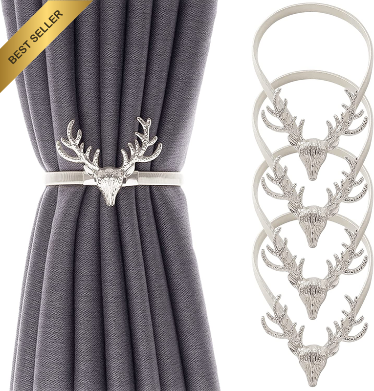 4 Pack Christmas Curtain Tiebacks Aluminum Spring Leaf Carving Decor