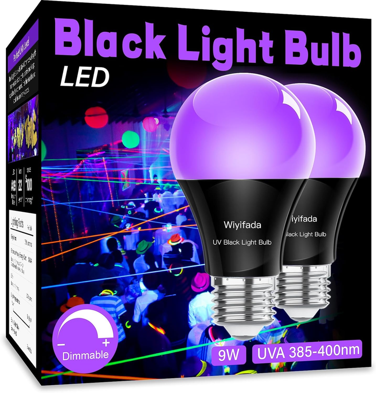 2 Pack, A19 10w Uv Black Light Replace Up To 100w, 110v E2