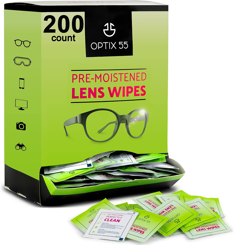 Eyeglass Cleaner Lens Wipes- 200 Pre-Moistened Individual Wrapped Eye Glasses Cl