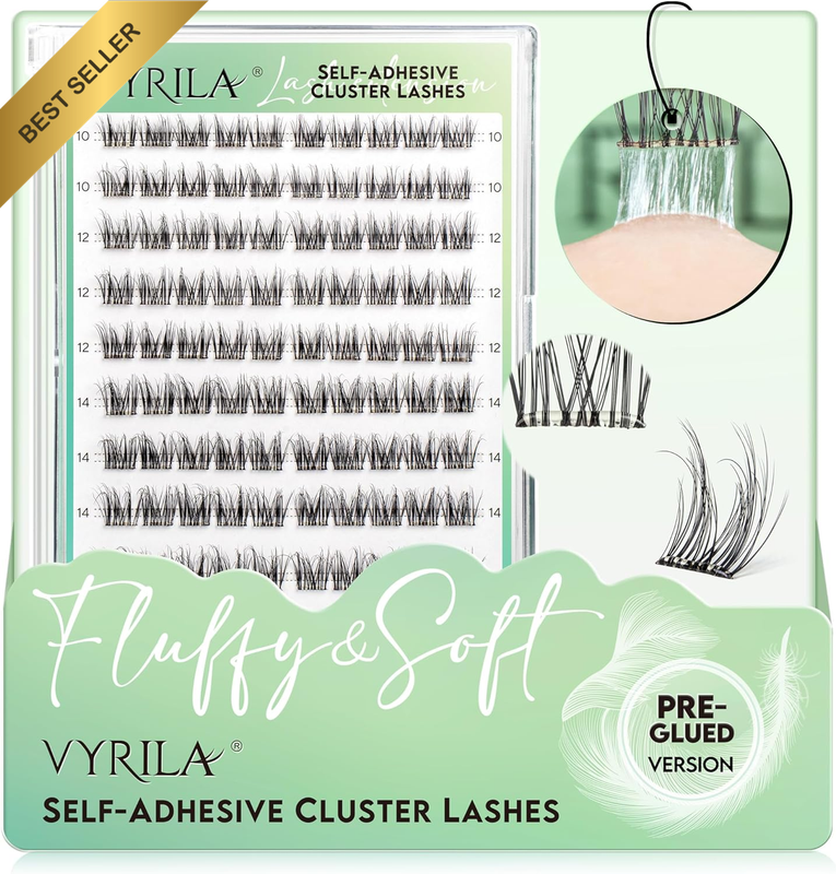 Self-Adhesive Lash Cluster, 100 Pcs Pre-Glued Clusters, Pop-On Faux Eyelashes, 3