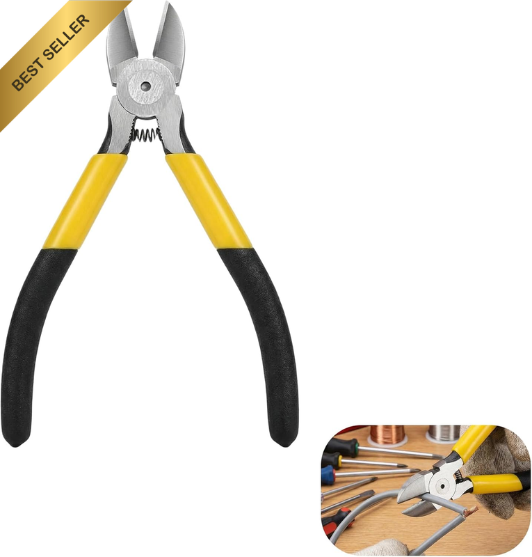 6 Inch Side Cutters, Ultra Sharp Flush Cut Pliers Spring-Loaded Grip, Durable Wi
