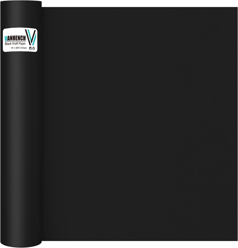 15" X 390", Craft Kraft Paper Black Construction Paper, Pos