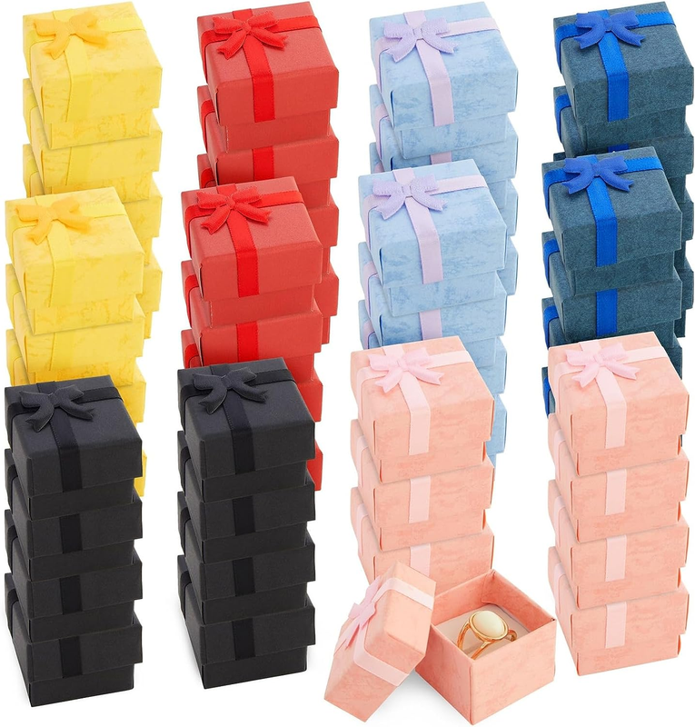 Es With Lids And Bows For Rings, Earrings, Gifts (6 Colo