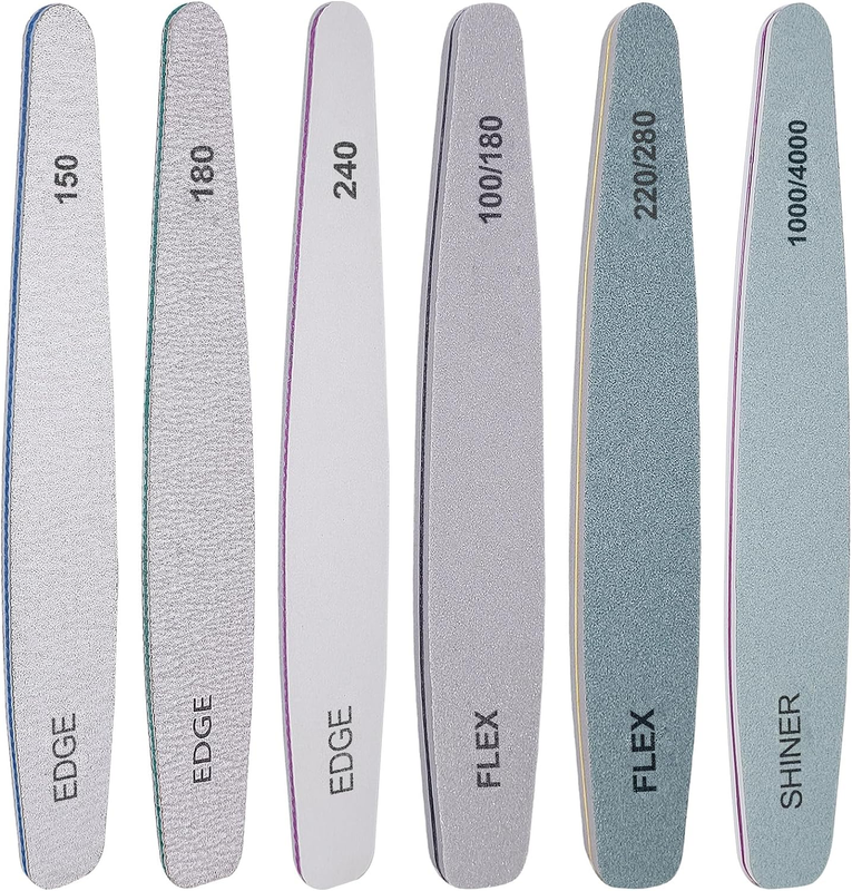 And Buffer Set, 6 Pcs Professional Nail File Kit For Acrylic And Natur