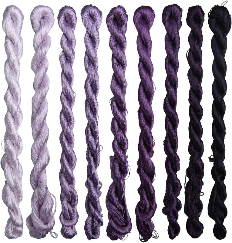 Natural 100% Silk Thread Handmade Embroidery Thread Floss 9 Colors Each 110 Mete