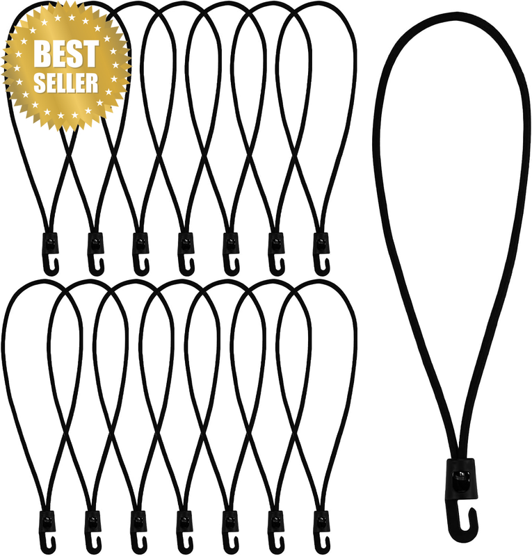 15-Piece Bungee Cords with Hooks 25Cm Rubber Tarp Straps