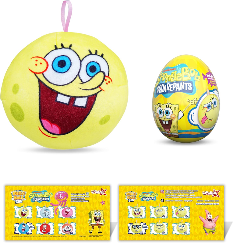 Bibi Spongebob - Surprise Egg Capsule with Memory Foam Expandable Plush Toy – 3.7