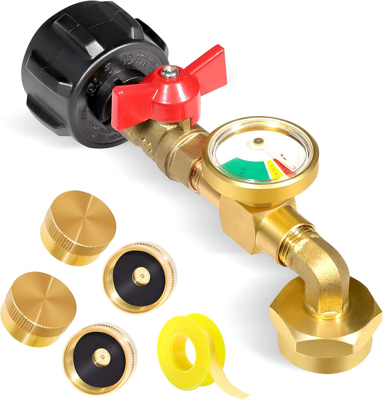 Propane Refill Adapter 20lb to 1lb Camping, 90 Degree Upgrade Propane Tank Adapt
