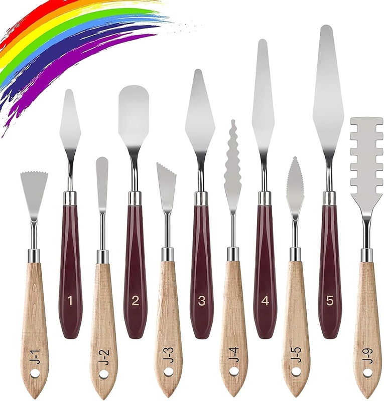 Palette Knife Set,11 Pieces Stainless Steel Scraper Palette Knife Painting Acces