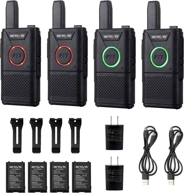 RT18 Walkie-Talkies, Dual PTT 2 Way Radios, Metal Clip,Small and Compact,Portabl