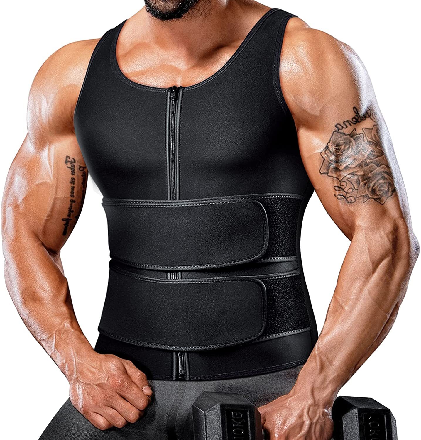 Men's Sauna Suit Sweat Vest Neoprene Tank Top T-Shirt Body Shaper Waist Trainer