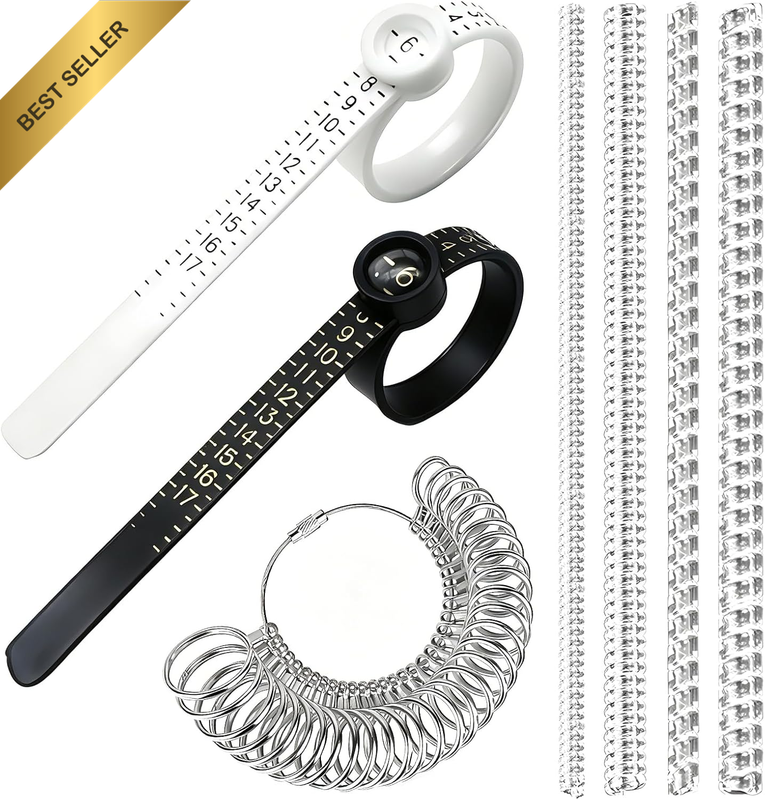 7 Pcs Ring Sizer Measuring Tool Set with US & European Sizes (0-13 Half Sizes),