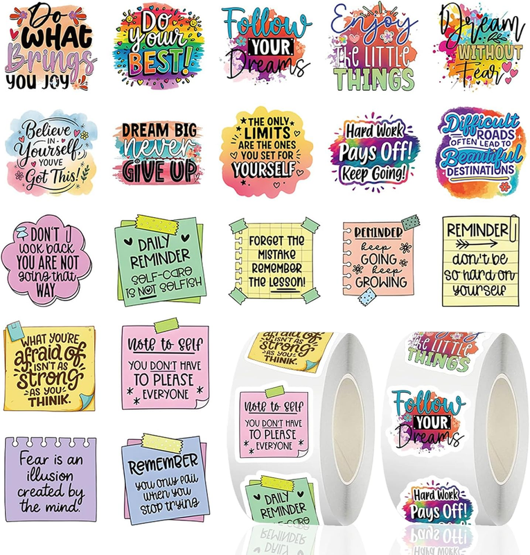 1000 Pcs Motivational Stickers Waterproof Vinyl Decals with Positive Affirmation