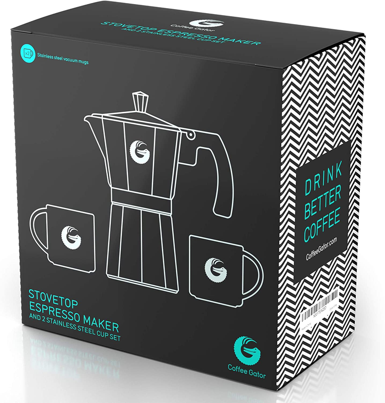 Coffee Gator Moka Pot - 6 Cup, Stovetop Espresso Maker - Classic Italian and Cub