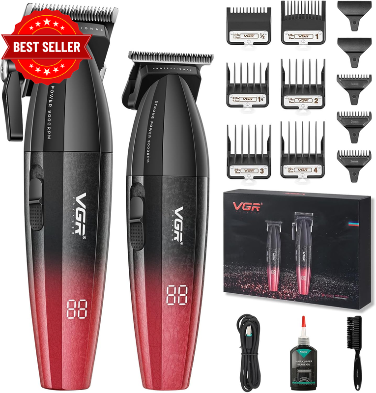 640 Professional Hair Clippers for Men, 9000RPM Cordless Barber Clippers and Tri