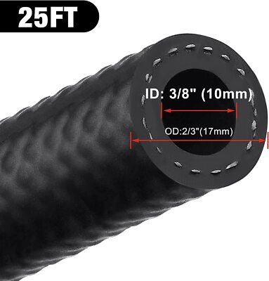 LokoCar Fuel Hose Line Push Lock NBR Rubber SAE 30R7 5FT 10FT 25FT 300PSI Black