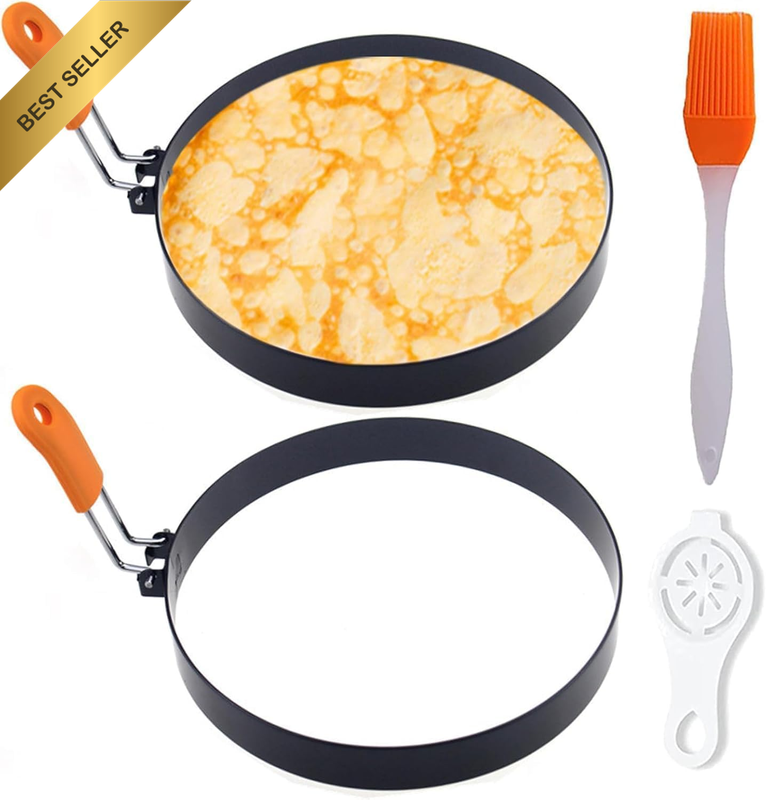 Pancake Ring for Griddle,2 Packs 6 Inch Omelette Griddle,6" Non-Stickstainless S