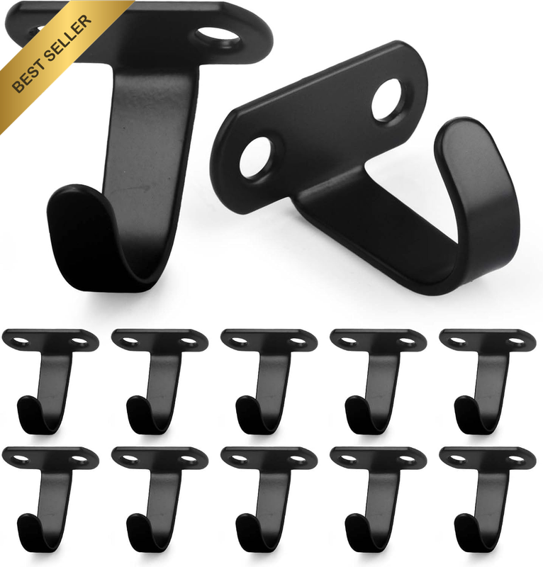 12Pcs Screw Mounted Ceiling Hooks Under-Shelf Towel Robe Clothes Hook Matte Blac