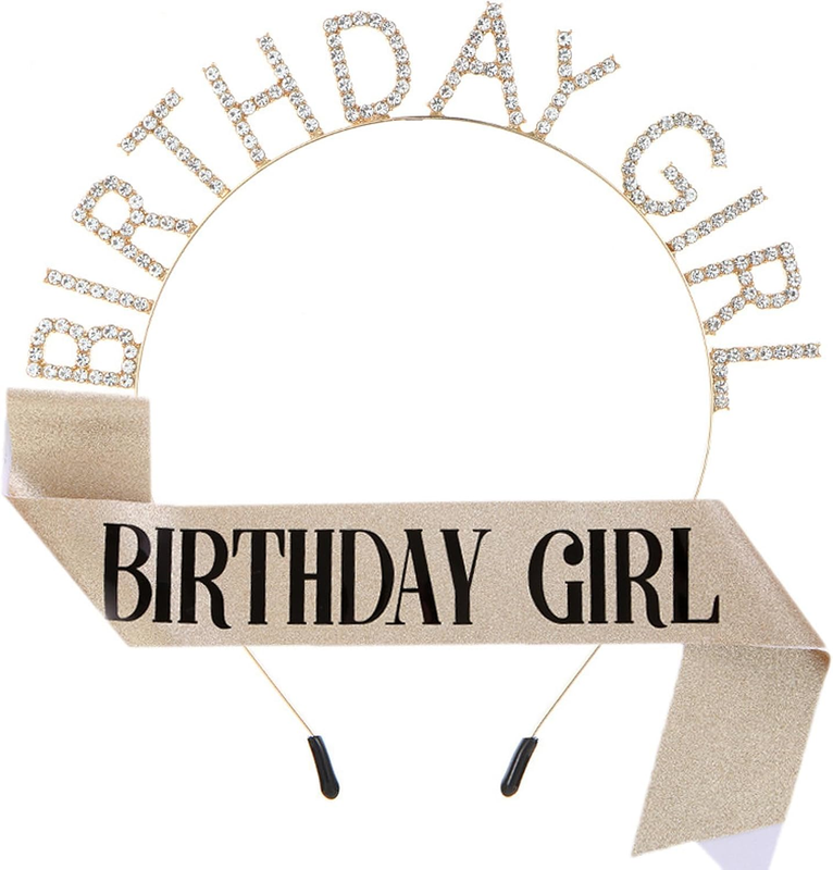 Girl Birthday Sash and Rhinestone Tiara Set