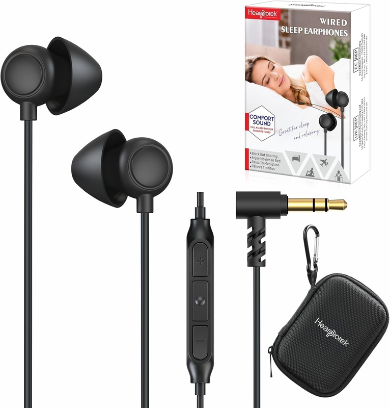 Hearprotek 2 Paar Schlaf Ohrhörer, Weicher Bequemer In-Ear-Kopfhörer Mit Mikrofo