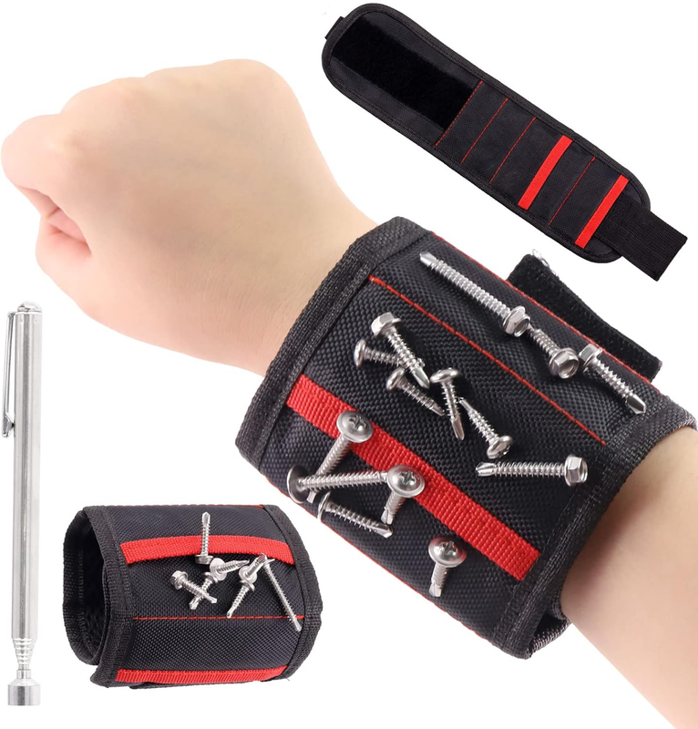 2Pcs Magnetic Wristband Set, a Nylon Magnetic Wristband for Holding Screws, Nail